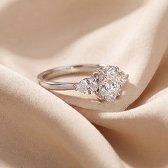 1.5 CT Oval & Pear Three Stone Ring
