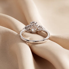 1.5 CT Oval & Pear Three Stone Ring
