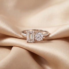 1.6 CT Emerald and Round Ring