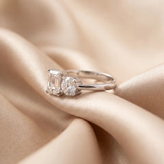 1.6 CT Emerald and Round Ring