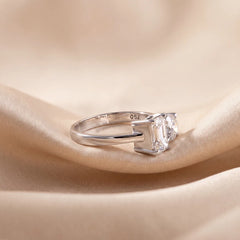 1.6 CT Emerald and Round Ring