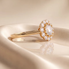 1.34 CT Round Double Halo Cluster Ring