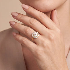1.34 CT Round Double Halo Cluster Ring
