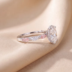 3.89 CT Oval Cut Side Stone Ring