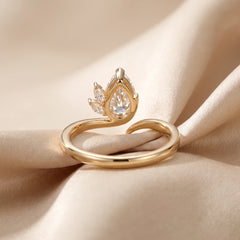 1.15 CT Pear Cut Cluster Ring with Side Diamonds