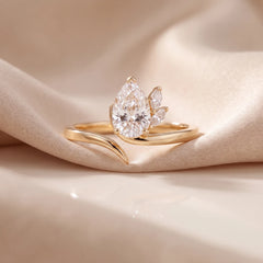 1.15 CT Pear Cut Cluster Ring with Side Diamonds