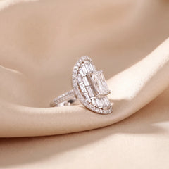 4.31 CT Radiant Cut Baguette Halo Cocktail Ring