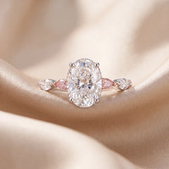 3.89 CT Oval Cut Side Stone Ring
