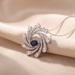 7 CT Pear Cut Pinwheel Pendant and Earring Set