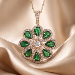 3.64 CT Pear Cut Flower Halo Pendant