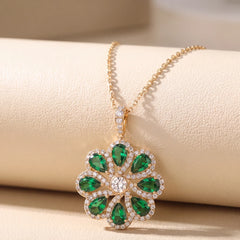3.64 CT Pear Cut Flower Halo Pendant