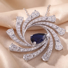 7 CT Pear Cut Pinwheel Pendant and Earring Set