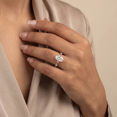 3.89 CT Oval Cut Side Stone Ring