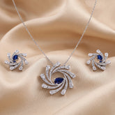 7 CT Pear Cut Pinwheel Pendant and Earring Set