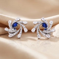 7 CT Pear Cut Pinwheel Pendant and Earring Set