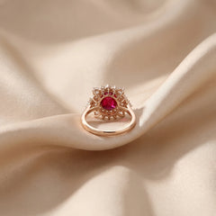 4.14 CT Oval Ruby Halo Ring