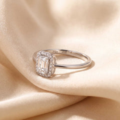 0.6 CT Emerald & Round Halo Ring