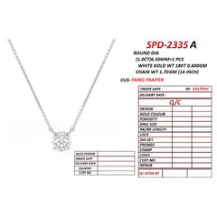 1.07 CT Round Solitaire Pendant