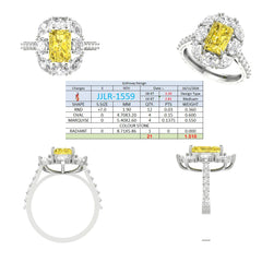 3.84 CT Radiant Cut Halo Ring