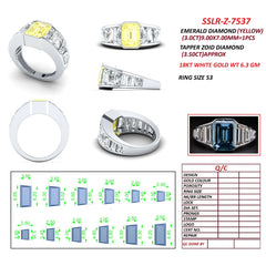 1.02 Yellow Emerald-Cut Diamond Bezel Taper Ring