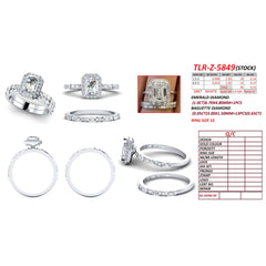 2.08 CT Emerald Cut Halo Ring