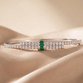 3.29 CT Baguette Emerald & Diamond Bypass Bangle