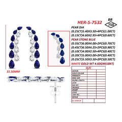 5.01 CT Sapphire Diamond Pear Dangle Earrings