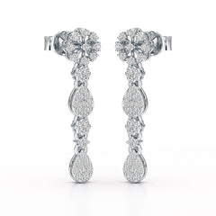 0.65 CT Lab Diamond Flower Dangle Drop Earring