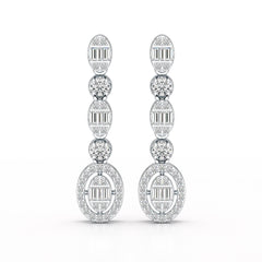 0.87 CT Baguette Cut White Gold Lab Diamond Earring