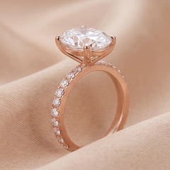 3.56 CT Oval Solitaire Pavé Ring