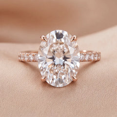 3.56 CT Oval Solitaire Pavé Ring