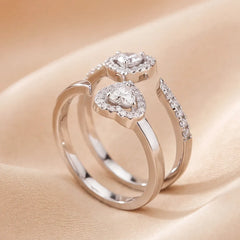 0.83 CT Heart Halo Open Twin Ring
