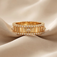 0.53 CT Studded Panel Band with Pyramid & Pavé Accents