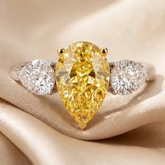 4.52 CT Yellow Pear Three Stone Ring