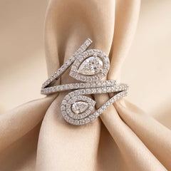 1.28 CT Pear Halo Bypass Ring