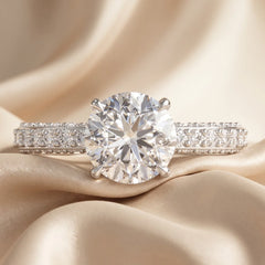 3.32 CT Round Solitaire Pavé Ring