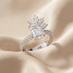 4.68 CT Emerald-Cut Solitaire Side Stones Ring