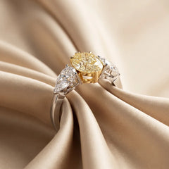 4.52 CT Yellow Pear Three Stone Ring