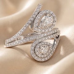 1.28 CT Pear Halo Bypass Ring