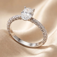 2.44 CT Oval Solitaire Pavé Ring