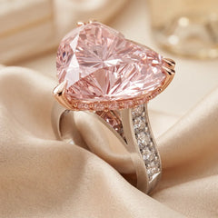 14.28 CT Pink Heart Halo Ring