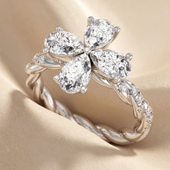 1.85 CT Pear Floral Twisted Band Ring