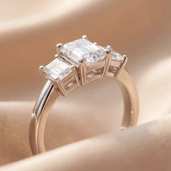 1.20 CT Emerald Three Stone Ring
