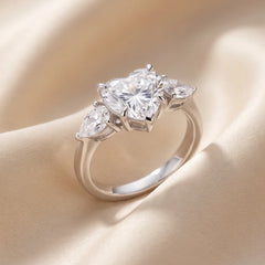 1.4 CT Heart & Pear Three Stone Ring