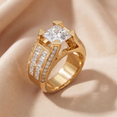 5.5 CT Princess Wide Triple-Row Channel Men's Ring