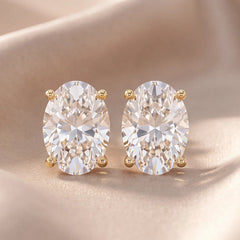 3 CT Oval Diamond Stud Earrings