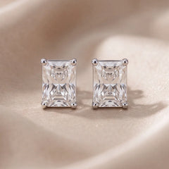 1 CT Radiant Diamond Stud Earrings