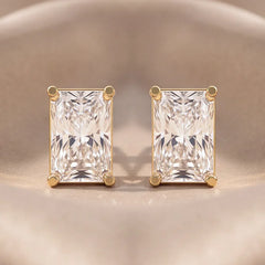 2 CT Radiant Diamond Stud Earrings