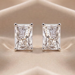 2 CT Radiant Diamond Stud Earrings