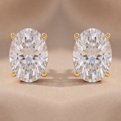 3 CT Oval Diamond Stud Earrings